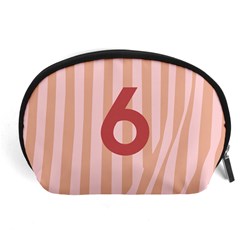 Number 6 Line Vertical Red Pink Wave Chevron Accessory Pouches (large)  by Mariart