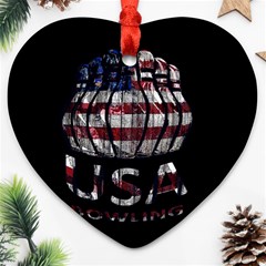 Usa Bowling  Heart Ornament (two Sides) by Valentinaart