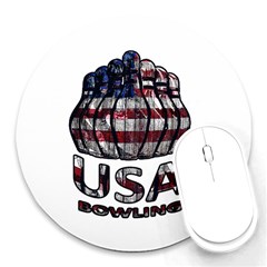 Usa Bowling  Round Mousepads by Valentinaart