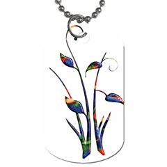 Flora Abstract Scrolls Batik Design Dog Tag (two Sides) by Nexatart