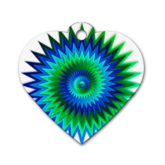 Star 3d Gradient Blue Green Dog Tag Heart (one Side) by Nexatart