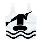 Cropped Kayak Graphic Race Paddle Black Water Sea Wave Beach Full Print Recycle Bags (L)  Back