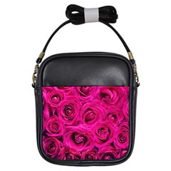 Pink Roses Roses Background Girls Sling Bags by Nexatart