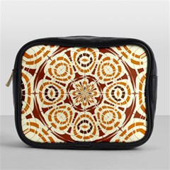 Brown And Tan Abstract Mini Toiletries Bags by linceazul