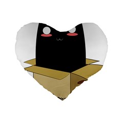 Black Cat In A Box Standard 16  Premium Flano Heart Shape Cushions by Catifornia