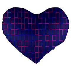 Grid Lines Square Pink Cyan Purple Blue Squares Lines Plaid Large 19  Premium Heart Shape Cushions by Mariart