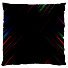 Streaks Line Light Neon Space Rainbow Color Black Large Flano Cushion Case (one Side) by Mariart