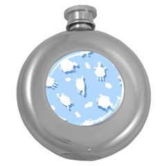 Vector Sheep Clouds Background Round Hip Flask (5 Oz) by Nexatart