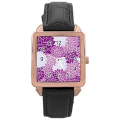 Floral Wallpaper Flowers Dahlia Rose Gold Leather Watch  by Nexatart