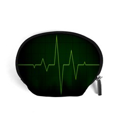 Heart Rate Green Line Light Healty Accessory Pouches (small)  by Mariart