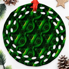 Green Eye Line Triangle Poljka Ornament (round Filigree) by Mariart