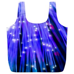 Neon Light Line Vertical Blue Full Print Recycle Bags (l)  by Mariart