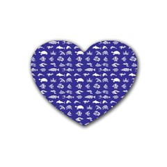 Fish Pattern Rubber Coaster (heart)  by ValentinaDesign