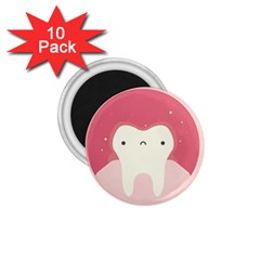 Sad Tooth Pink 1 75  Magnets (10 Pack)  by Mariart