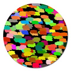 Colorful Paint On A Black Background                 Magnet 5  (round) by LalyLauraFLM