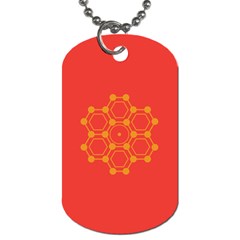 Pentagon Cells Chemistry Yellow Dog Tag (two Sides) by Nexatart