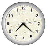 Flower Floral Leaf Wall Clocks (Silver)  Front