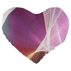 Light Means Net Pink Rainbow Waves Wave Chevron Large 19  Premium Heart Shape Cushions by Mariart