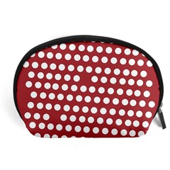 Pink White Polka Dots Accessory Pouches (large)  by Mariart