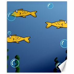 Water Bubbles Fish Seaworld Blue Canvas 8  X 10  by Mariart