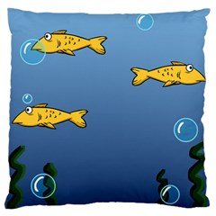 Water Bubbles Fish Seaworld Blue Large Flano Cushion Case (two Sides) by Mariart