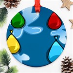 Water Balloon Blue Red Green Yellow Spot Round Ornament (Two Sides) Back