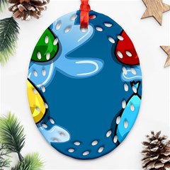 Water Balloon Blue Red Green Yellow Spot Ornament (oval Filigree) by Mariart