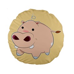 Happy Cartoon Baby Hippo Standard 15  Premium Flano Round Cushions by Catifornia