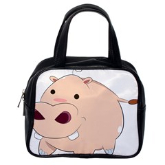 Happy Cartoon Baby Hippo Classic Handbags (one Side) by Catifornia