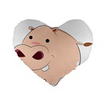 Happy Cartoon Baby Hippo Standard 16  Premium Flano Heart Shape Cushions Front