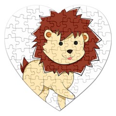 Happy Cartoon Baby Lion Jigsaw Puzzle (heart) by Catifornia