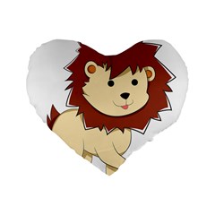 Happy Cartoon Baby Lion Standard 16  Premium Heart Shape Cushions by Catifornia