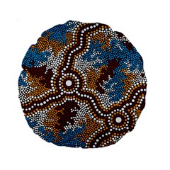 Aboriginal Art – Wetland Dreaming Standard 15  Premium Round Cushions by hogartharts