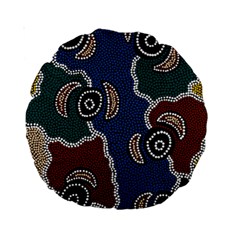 Aboriginal Art - Riverside Dreaming Standard 15  Premium Round Cushions by hogartharts