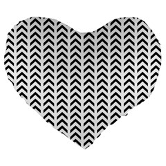 Chevron Triangle Black Large 19  Premium Heart Shape Cushions by Mariart