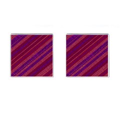 Maroon Striped Texture Cufflinks (square) by Mariart