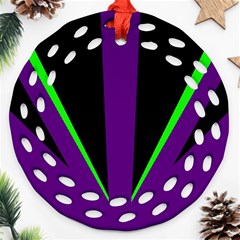 Rays Light Chevron Purple Green Black Line Ornament (round Filigree) by Mariart