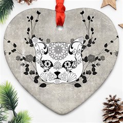 Wonderful Sugar Cat Skull Heart Ornament (two Sides) by FantasyWorld7