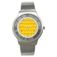 Zigzag (orange And Yellow) Stainless Steel Watch by berwies