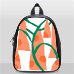 Portraits Plants Carrot Polka Dots Orange Green School Bags (Small)  Front