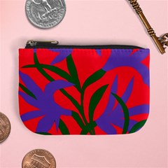 Purple Flower Red Background Mini Coin Purses by Mariart