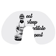 Eat, Sleep, Meditate, Repeat  Travel Neck Pillows by Valentinaart