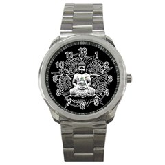 Ornate Buddha Sport Metal Watch by Valentinaart