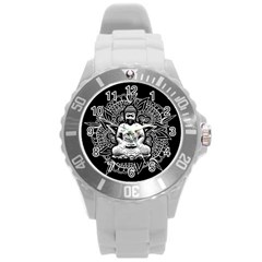 Ornate Buddha Round Plastic Sport Watch (l) by Valentinaart