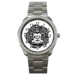 Ornate Buddha Sport Metal Watch by Valentinaart