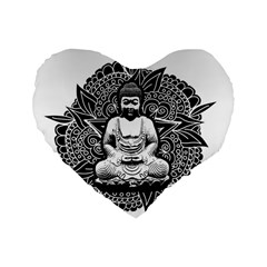 Ornate Buddha Standard 16  Premium Heart Shape Cushions by Valentinaart