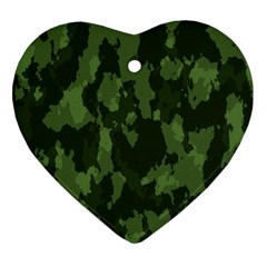 Camouflage Green Army Texture Heart Ornament (two Sides) by BangZart