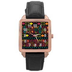 Bohemian Patterns Tribal Rose Gold Leather Watch  by BangZart