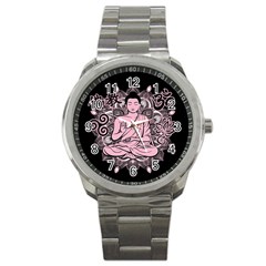 Ornate Buddha Sport Metal Watch by Valentinaart