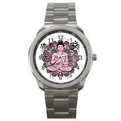 Ornate Buddha Sport Metal Watch by Valentinaart